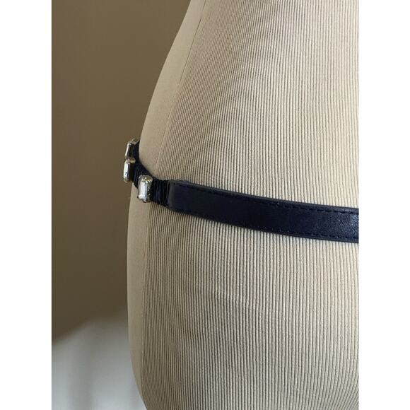 The Limited vintage blue rhinestones embellished thin elastic belt size Medium - Picture 9 of 10